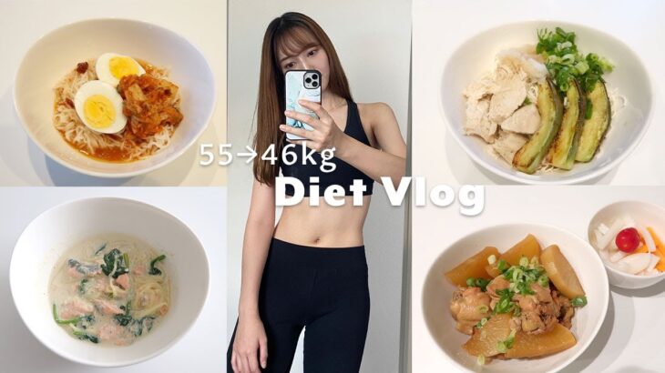 Eng.【Diet Vlog#9】55→46kg 夏におすすめダイエットレシピ！糖質ゼロ麺＆豆腐そうめんで作る簡単ヘルシー料理 | What i ate in 3 days