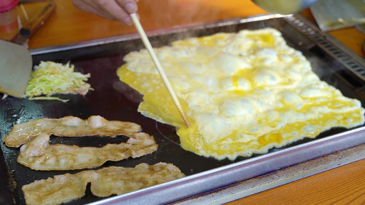 【西成・とん平焼き】人気店の作り方｜鉄板焼 金ちゃん｜Tonpeiyaki Easy Okonomiyaki(お好み焼き)｜Japanese Street Food｜Osaka とんぺい焼き