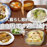 【一人暮らし】食費3000円で1週間の晩ご飯献立｜節約レシピ【低収入OL】