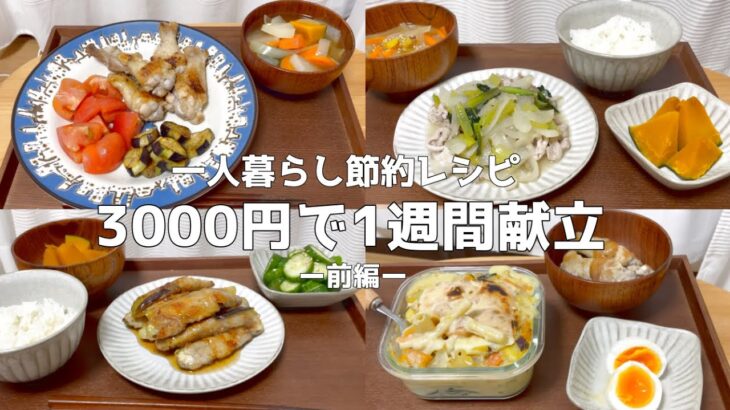 【一人暮らし】食費3000円で1週間の晩ご飯献立｜節約レシピ【低収入OL】