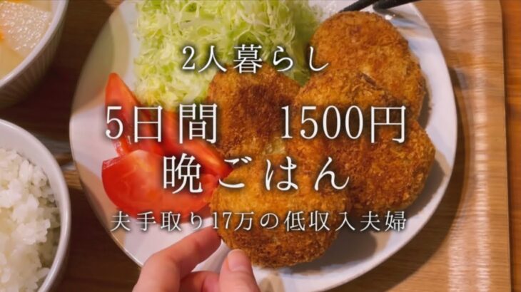 【節約】平日5日間1500円生活 晩ごはん記録【2人暮らし 低収入 アラサー夫婦】