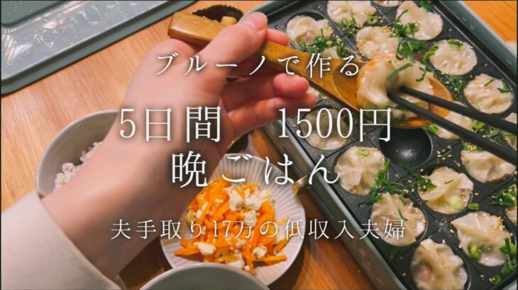 ホットプレートで作る5日間1500円晩ごはん生活【ブルーノ】【節約レシピ】