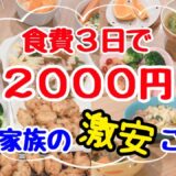 【1食100円激安晩ごはん】3日間2000円で乗り切る！4人家族の節約ご飯レシピ＆食費節約の裏技。簡単なのに旦那も子どもも大満足の晩御飯