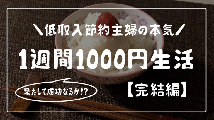 【節約】1週間1000円生活/節約だけど豪華にみせる1週間の食事/完結編/節約主婦の本気/節約生活/食費節約レシピ【2人暮らしの自炊記録】