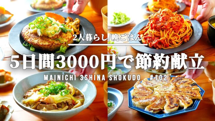 【節約献立レシピ】3000円以内で2人分5日間の晩ごはん【#102】