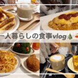 一人暮らしの食事vlog🎄🍞/今年もありがとうございました/モッツァレラオムライスとパスタ、プリントースト、ツリーサラダ、ハムチーズサンド、ピザパ🍕