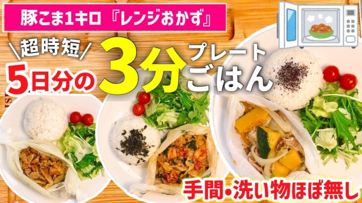 【時短レシピ】レンジでバリ早！3分プレート晩ごはん｜1人前157円｜超節約｜アイラップで下味冷凍｜豚こま肉1キロ！おかずレシピ｜レンジレシピ｜とん妻【ズボラ食堂】