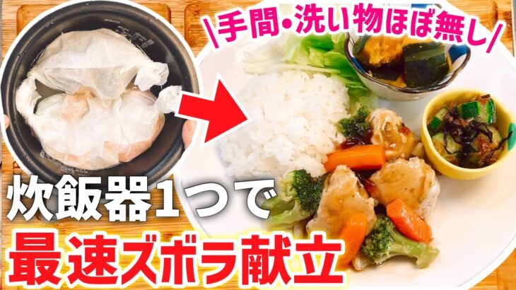 【炊飯器レシピ⑤】1人前：260円❤️最強のズボラ献立！炊飯器で同時に調理｜ヘルシー晩ごはん｜節約レシピ｜時短レシピ｜とん妻【ズボラ食堂】