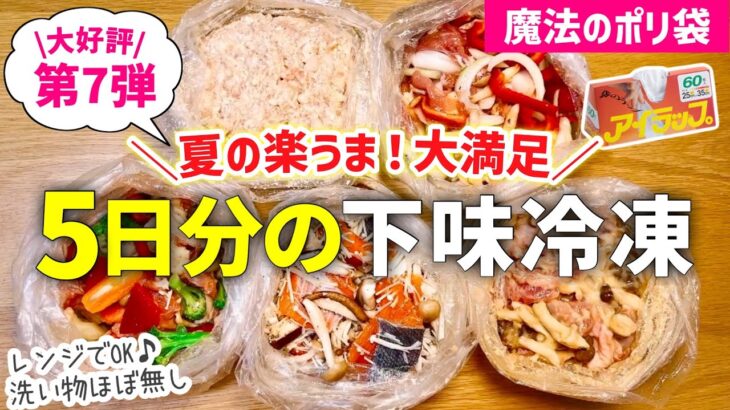 【下味冷凍⑦】驚くほど楽ちん！レンジで15分で献立完成♪夏の楽うま1週間の献立｜アイラップで家事貯金！洗い物ほぼ無し◎時短レシピ｜とん妻【ズボラ食堂】