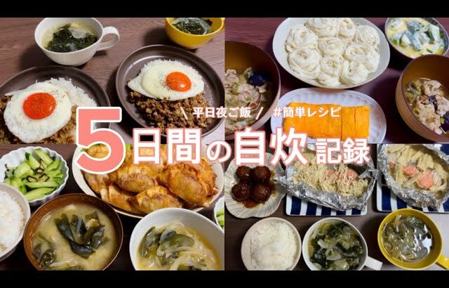 【平日夜ご飯】5日間献立/二人暮らし晩ごはんレシピ👩🏼‍🍳 weekday dinner