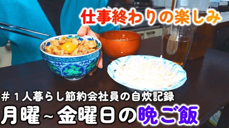 【１人暮らし節約生活】簡単で美味しい平日１週間の晩ご飯！！