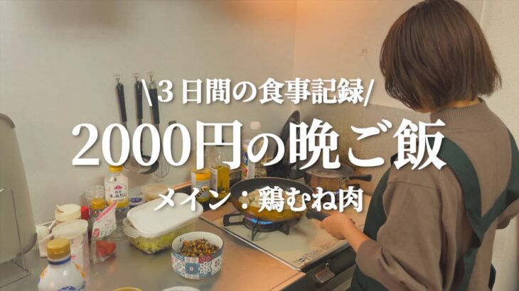 【メイン：鶏むね】2000円の購入品で作る3日間の晩ご飯【節約レシピ】