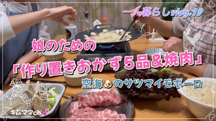 【一人暮らし満喫中】娘のための作り置きおかず🧑‍🍳焼肉🍖空海のおやつ🐕私のおやつ🍮🍓