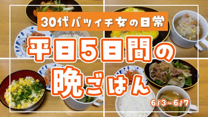 【食事記録】離婚して一人暮らし┊節約食材で食欲を満たす🤤┊食費月1万円代┊平日5日間の晩ごはん👩‍🍳🍽️┊30代バツイチ女の日常