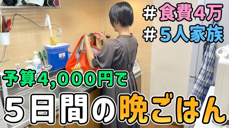 【食費の節約】予算4,000円で作る節約一家の「平日５日間の晩ごはん」を紹介した結果｜節約レシピ/料理/食費月4万円/5人家族