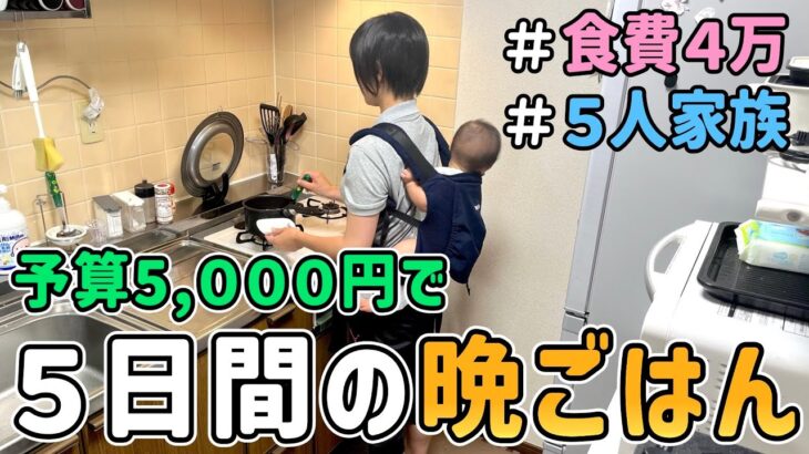 【食費の節約】予算5,000円で作る節約家族の平日５日間の晩ごはんを紹介した結果｜節約レシピ/料理/食費月４万円/５人家族