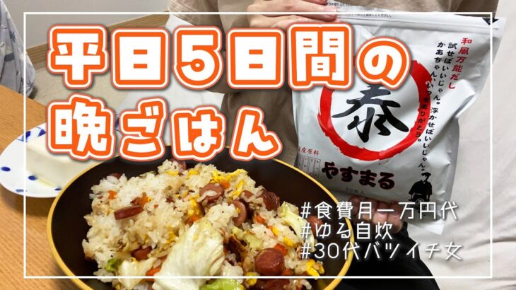 【食事記録】離婚して一人暮らし┊厚揚げとやすまるだしで乗り切る1週間😉🐟┊食費月1万円代┊平日5日間の晩ごはん👩‍🍳🍽️┊30代バツイチ女の日常