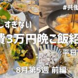 1カ月平日食費3万円生活【8月第5週前編】2日共楽チンメイン料理😇野菜高すぎるので安く手に入った野菜で頑張ってる日々‥