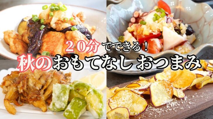 【おもてなし料理】おうち居酒屋！秋のおもてなしおつまみ８品/簡単おつまみ/れんこんと牛肉のきんぴら/春巻き/から揚げ/さつまいもチップス/なす/夕食/持ち寄り料理/常備菜/作り置き/秋野菜