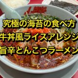 【山岡家】究極の海苔の食べ方と牛丼風ライスアレンジ【旨辛とんこつラーメン】