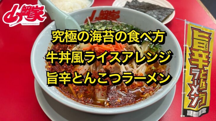 【山岡家】究極の海苔の食べ方と牛丼風ライスアレンジ【旨辛とんこつラーメン】