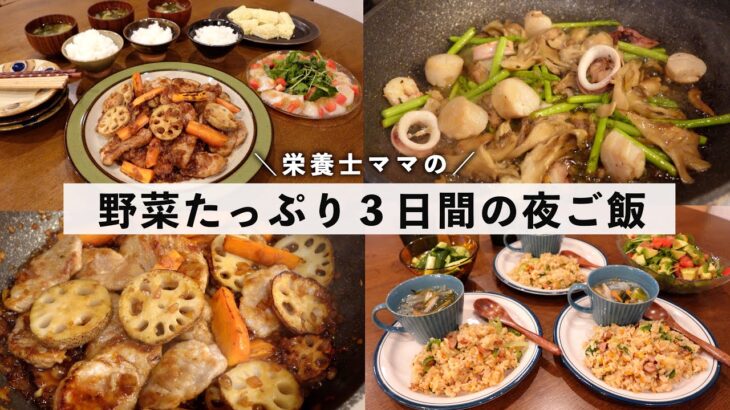 【栄養士レシピ】野菜たっぷり３日間の夜ごはん♩