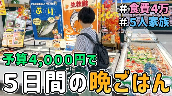 【食費の節約】節約主婦が予算４,０００円で「平日５日間の晩ごはん作り」に挑戦した結果｜節約レシピ/料理/食費月４万円/５人家族