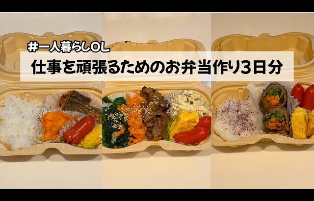 【一人暮らしOL】仕事を頑張るためのお弁当作り3日分/鮭のパン粉焼き/ビビンバ丼/すき焼きロール