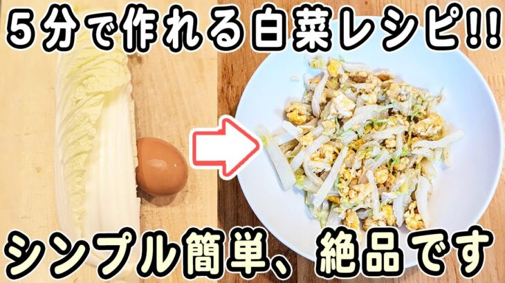 「白菜と卵の簡単レシピ」材料2つで作れる簡単炒め物おかずの作り方！時短料理・節約レシピ・白菜で作る箸が止まらないレシピ