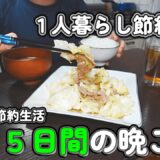 【１人暮らし節約生活】平日５日間、１３００円で作る晩ご飯！！