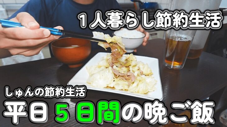 【１人暮らし節約生活】平日５日間、１３００円で作る晩ご飯！！