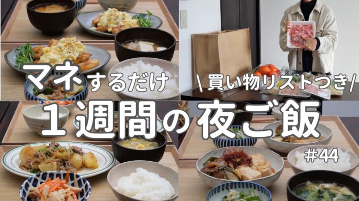 【1週間献立】2900円で作る節約晩ご飯｜和食でおいしい簡単夜ご飯おかず　#44