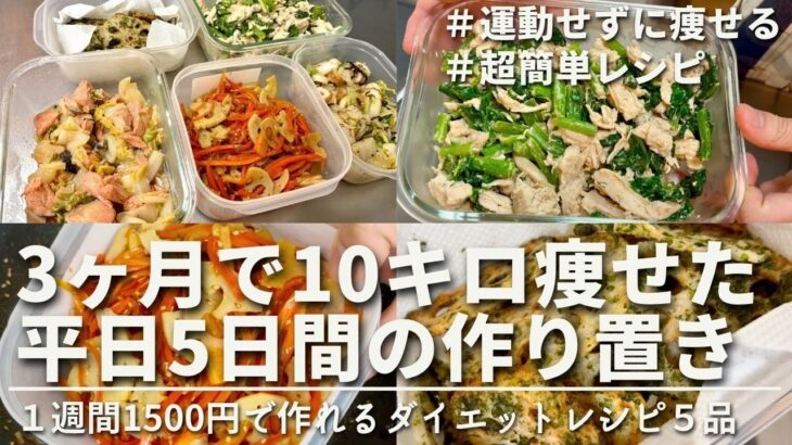 【見なきゃ損!!】節約しながら痩せる。3ヶ月で10キロ痩せた平日5日間のダイエット作り置きレシピ5品｜1500円｜ダイエット中のリアルなヘルシーレシピ｜Weekday diet recipes