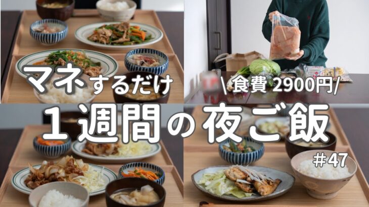 【1週間献立】2900円で作る節約晩ご飯｜ラクして簡単夜ご飯おかず #47