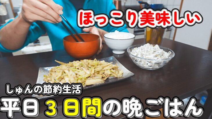 【１人暮らし節約生活】ちょっと頑張る、ほっこり美味しい3日間の晩ごはん！