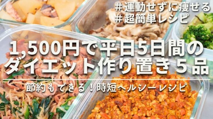 【忙しい人向け】節約しながら痩せられる。3ヶ月で10キロ痩せたアラサー社会人の1500円で平日5日分ヘルシー作り置き5品｜ダイエット中のリアルなヘルシーレシピ｜5 diet recipes