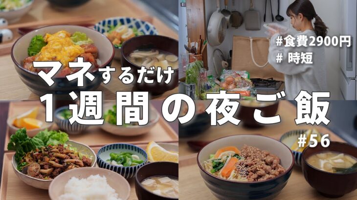 【1週間献立】2900円で作る忙しい日の節約晩ご飯｜ラクしたい日の2人暮らしの夜ご飯おかず #56