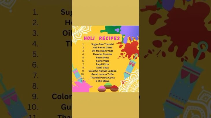 Colourful Holi recipes for your Holi Party #holicooking #ytshorts