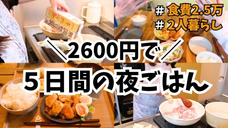 【食費節約】お金がないときはこれ！節約レシピ紹介 / 5日間の夜ごはん / 2人暮らし食費2.5万円👛