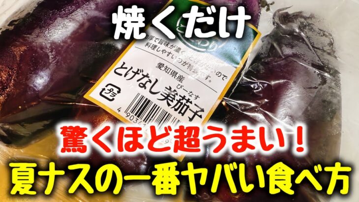 調味料2つ【切って焼くだけ】“こんな美味しい茄子料理お店でも食べた事がない！”と何度も褒められた、ご飯とビールが超すすむ！『夏ナスの一番ヤバい食べ方』食費節約／おつまみ／ダイエット／低糖質、低脂質