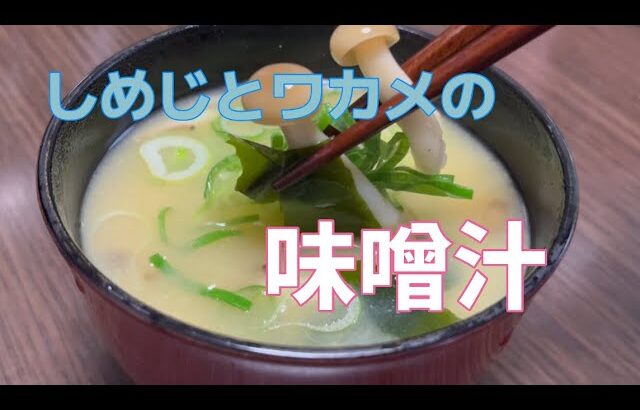 [しめじとワカメでお味噌汁]一人暮らしレシピ。シンプルな、お味噌汁作りました。定食屋さんの味。#味噌汁