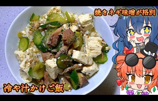 【ゆっくり料理】焼きネギ味噌が格別 冷や汁かけご飯【節約レシピ】