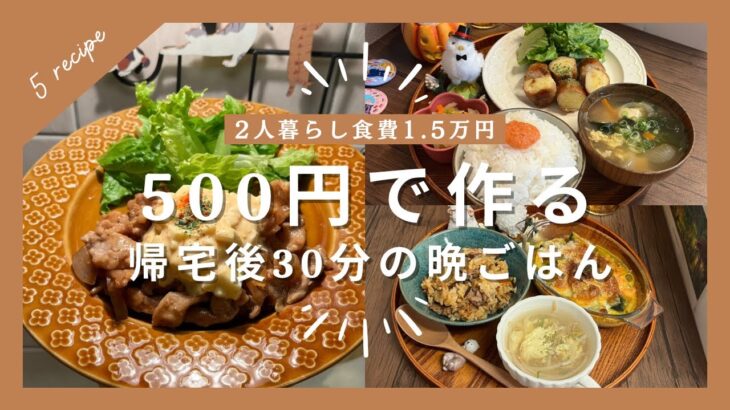 【帰宅後30分】時短レシピ5選|半額活用|食費月1.5万円🧺豚こまタルタル|肉巻きポテト|よだれ鶏|とんぺい焼き|かぼちゃグラタン